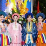 Lê Hoàng Phương, Tiểu Vy, Khánh Linh thanh tao trong áo dài Nhật Bình tại lễ rước Phật Vesak 2025